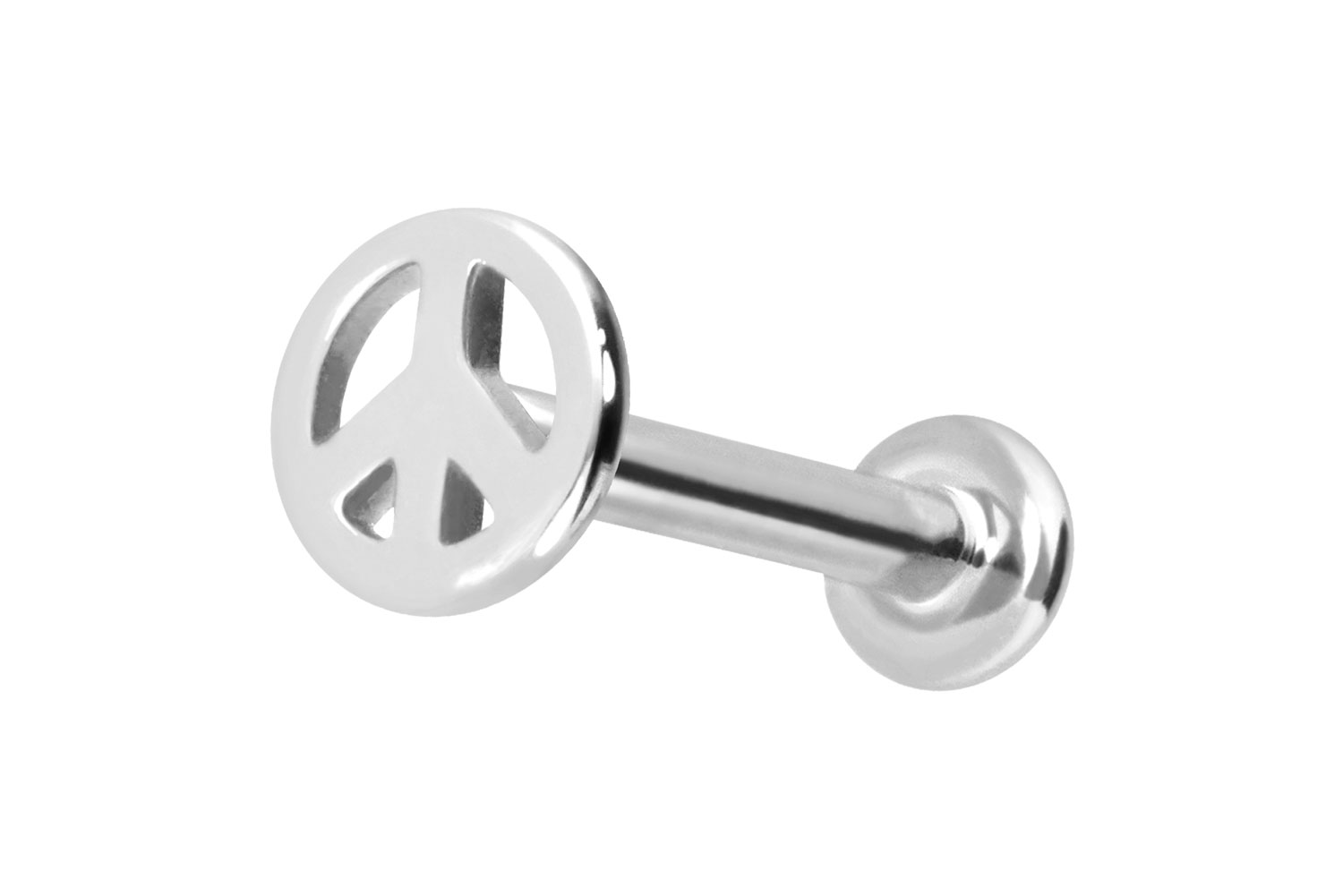 14 Karat Gold Labret Piercing mit Push Fit PEACE-ZEICHEN